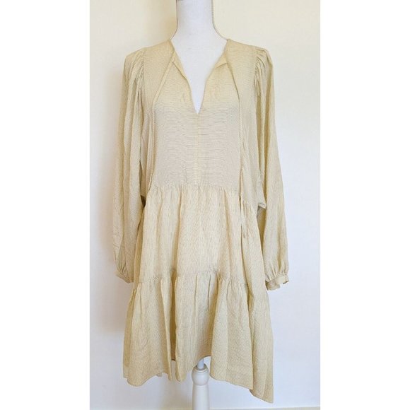 Anine Bing Madison Dress In Cream And Black Stripe Size S / 8-10 - Picture 2 of 10